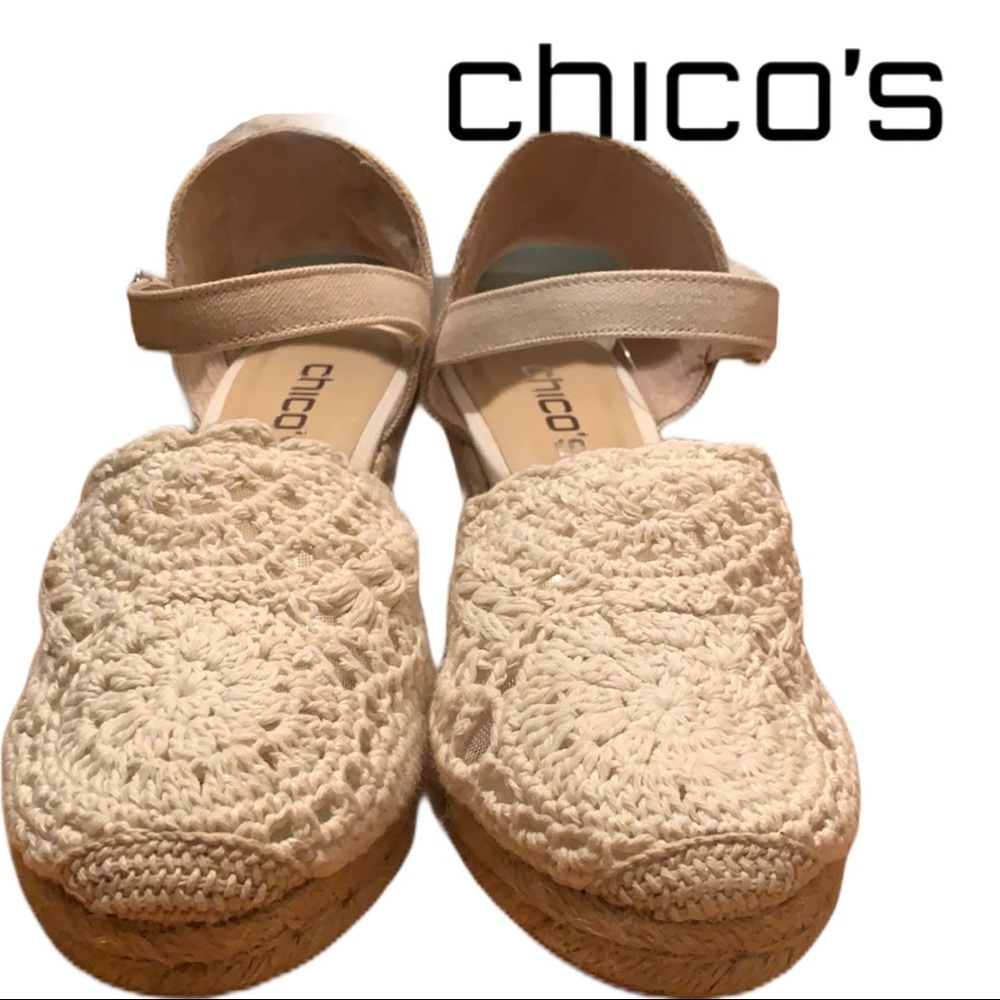❣️SOLD❣️Chico’s Crochet Espadrille Sandals Size 8 - Picture 2 of 6